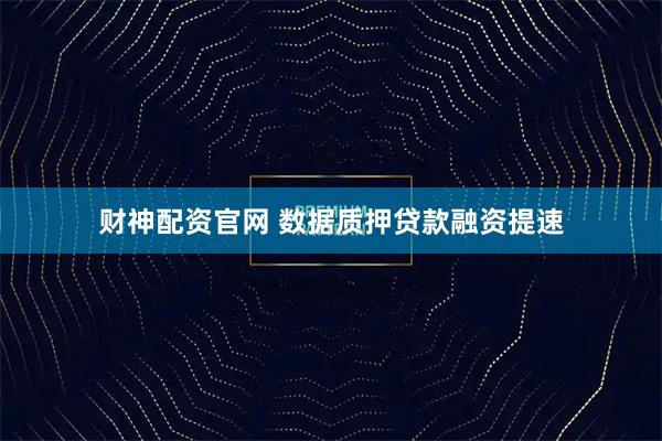 财神配资官网 数据质押贷款融资提速